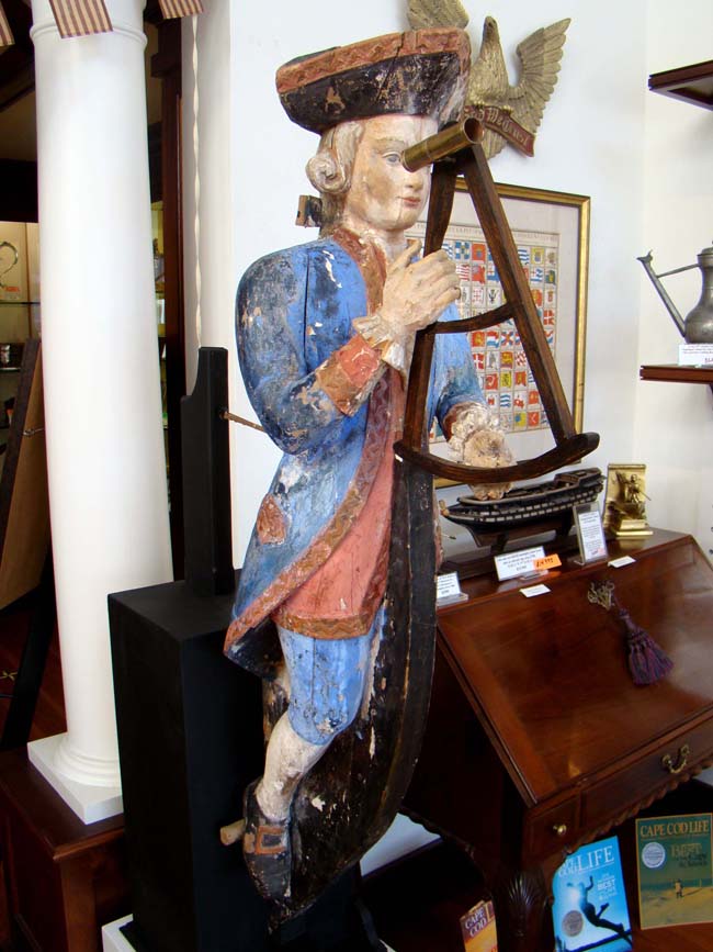 An exceptionally rare 18th century Ship Chandler's Trade Sign in the form of a French Naval Captain looking through his octant circa 1750. — image 3